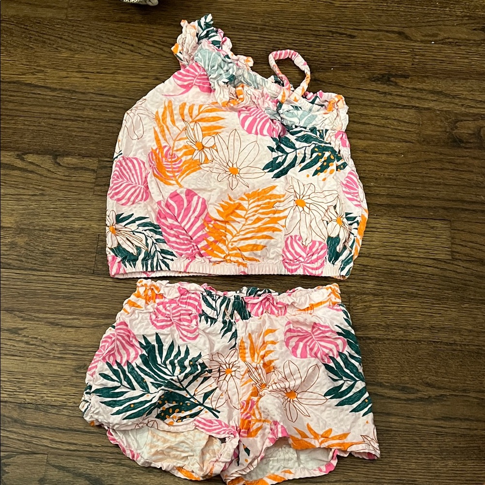 Cat & Jack Pink and Orange Floral Kids Matching Set